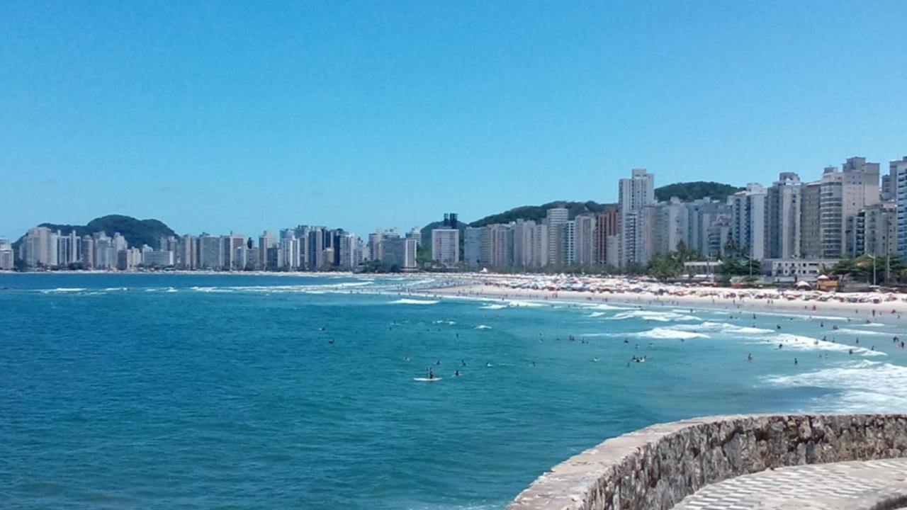 Apartamento Frente Para O Mar ,50 M Da Praia , Ar Condicionado Todos Quartos Guaruja Exterior photo